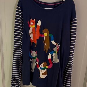 Mini Boden Navy Animal Parade Kids Shirt